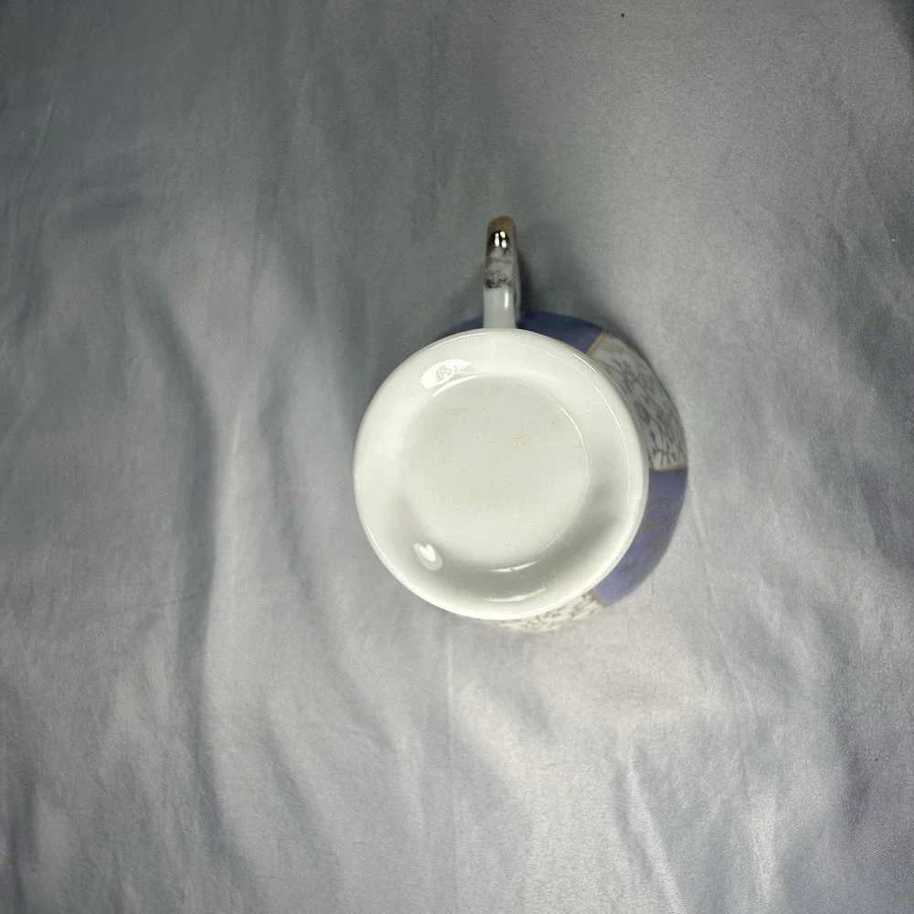Vintage Lavender Lusterware Tea Cup Saucer Japan Gold Floral Iridescent 1950 Set